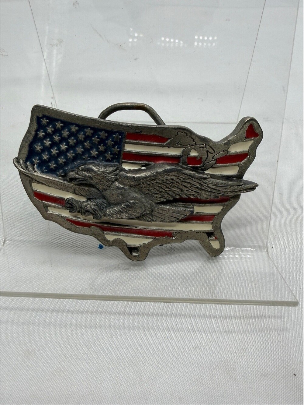 1989 United States Flag & 3D Eagle Belt Buckle Vintage